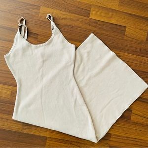 COPY - (4/$20) Beige Nude Side Slit Stretch Spaghetti Strap Dress